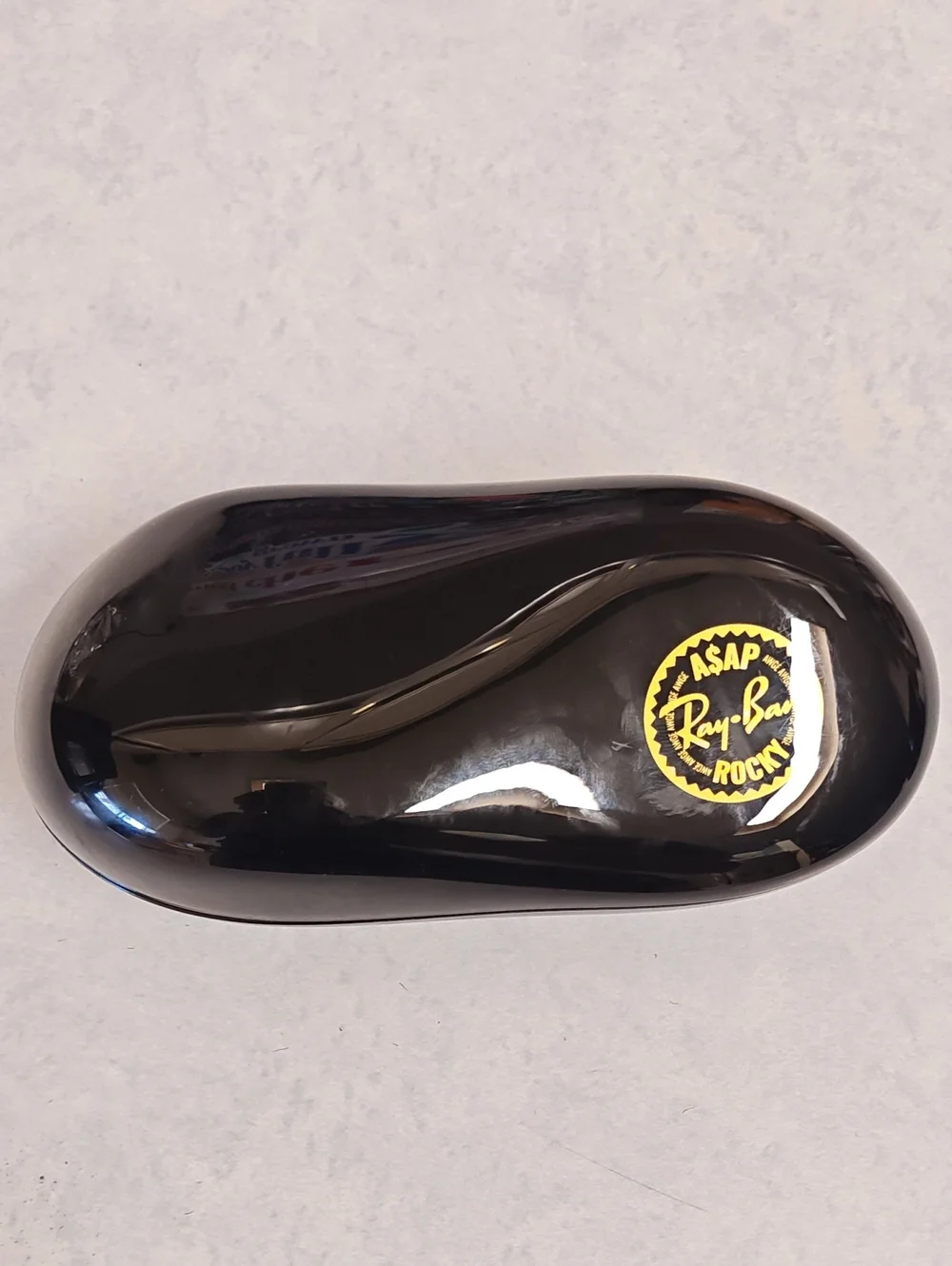 A$AP ROCKY Ray-Ban Black Glossy Sunglasses Case with Yellow Ray-Ban Sticker